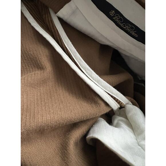 Brooks Brothers Mens 34x32 Corduroy Pants Camel Brown Pleated Elliott Fit - Picture 6 of 6